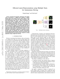 Efficient Latent Representations using Multiple Tasks for Autonomous
  Driving