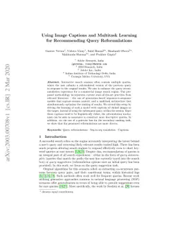 Using Image Captions and Multitask Learning for Recommending Query
  Reformulations