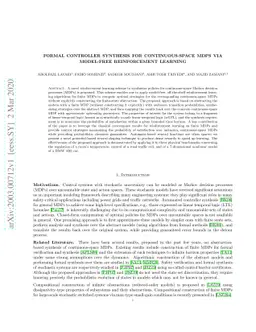 Formal Controller Synthesis for Continuous-Space MDPs via Model-Free
  Reinforcement Learning