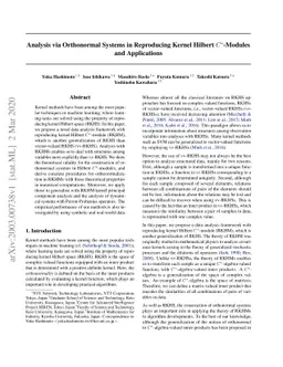 Analysis via Orthonormal Systems in Reproducing Kernel Hilbert
  $C^*$-Modules and Applications