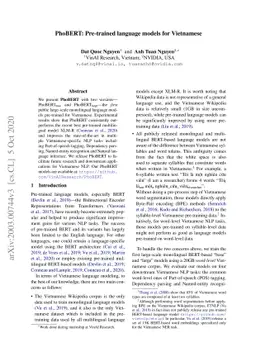 PhoBERT: Pre-trained language models for Vietnamese