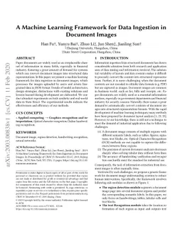 A Machine Learning Framework for Data Ingestion in Document Images