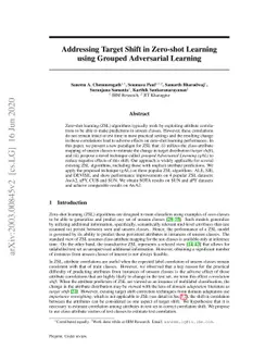 Addressing target shift in zero-shot learning using grouped adversarial
  learning
