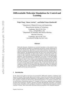 Differentiable Molecular Simulations for Control and Learning