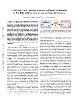 A Self-Supervised Learning Approach to Rapid Path Planning for Car-Like
  Vehicles Maneuvering in Urban Environment