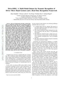 DriverMHG: A Multi-Modal Dataset for Dynamic Recognition of Driver Micro
  Hand Gestures and a Real-Time Recognition Framework