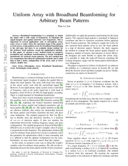 Uniform Array with Broadband Beamforming for Arbitrary Beam Patterns