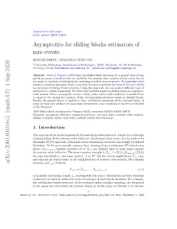 Asymptotics for sliding blocks estimators of rare events