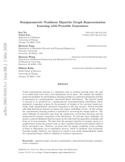 Semiparametric Nonlinear Bipartite Graph Representation Learning with
  Provable Guarantees