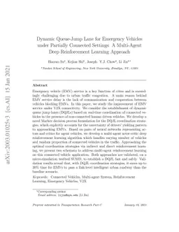Dynamic Queue-Jump Lane for Emergency Vehicles under Partially Connected
  Settings: A Multi-Agent Deep Reinforcement Learning Approach
