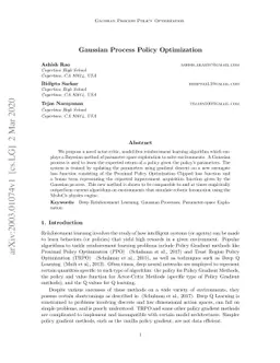 Gaussian Process Policy Optimization