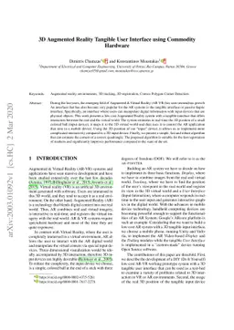 3D Augmented Reality Tangible User Interface using Commodity Hardware