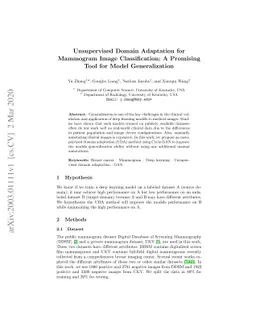 Unsupervised Domain Adaptation for Mammogram Image Classification: A
  Promising Tool for Model Generalization