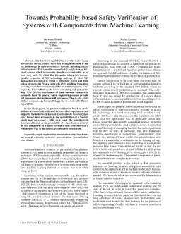 Towards Probability-based Safety Verification of Systems with Components
  from Machine Learning