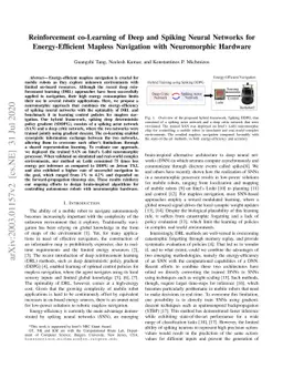 Reinforcement co-Learning of Deep and Spiking Neural Networks for
  Energy-Efficient Mapless Navigation with Neuromorphic Hardware