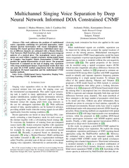 Multichannel Singing Voice Separation by Deep Neural Network Informed
  DOA Constrained CNMF
