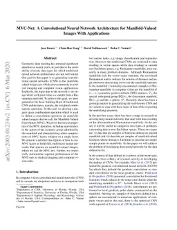 MVC-Net: A Convolutional Neural Network Architecture for Manifold-Valued
  Images With Applications