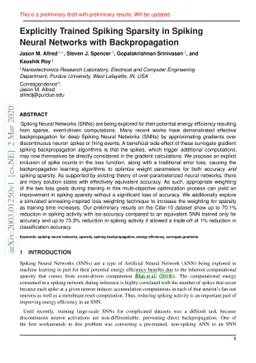 Explicitly Trained Spiking Sparsity in Spiking Neural Networks with
  Backpropagation