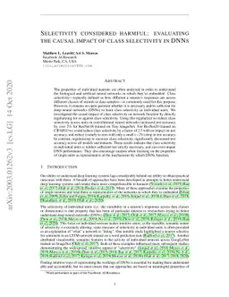 Selectivity considered harmful: evaluating the causal impact of class
  selectivity in DNNs
