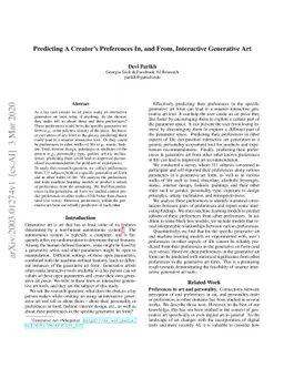 Predicting A Creator's Preferences In, and From, Interactive Generative
  Art