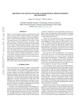 The Effect of Silence Feature in Dimensional Speech Emotion Recognition