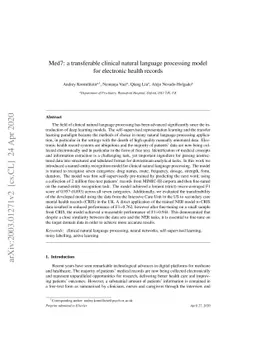 Med7: a transferable clinical natural language processing model for
  electronic health records