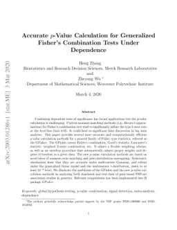 Accurate $p$-Value Calculation for Generalized Fisher's Combination
  Tests Under Dependence