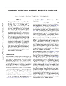 Regression via Implicit Models and Optimal Transport Cost Minimization