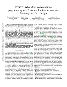 Convo: What does conversational programming need? An exploration of
  machine learning interface design