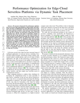 Performance Optimization for Edge-Cloud Serverless Platforms via Dynamic
  Task Placement