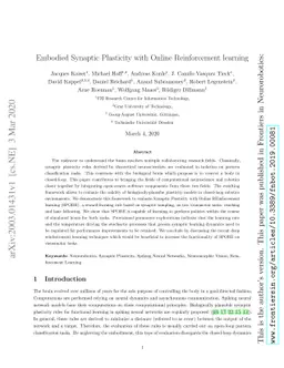 Embodied Synaptic Plasticity with Online Reinforcement learning