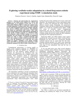 Exploring vestibulo-ocular adaptation in a closed-loop neuro-robotic
  experiment using STDP. A simulation study
