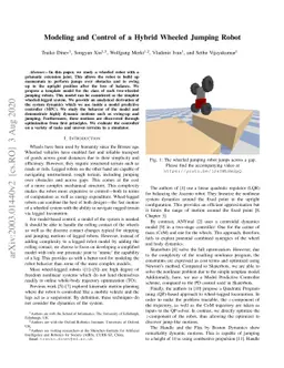 Modeling and Control of a Hybrid Wheeled Jumping Robot