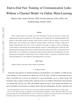 End-to-End Fast Training of Communication Links Without a Channel Model
  via Online Meta-Learning