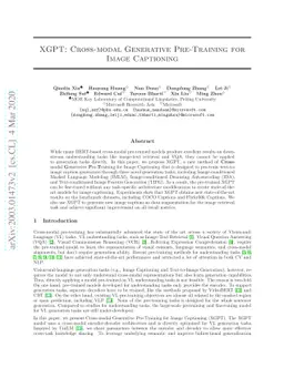 XGPT: Cross-modal Generative Pre-Training for Image Captioning