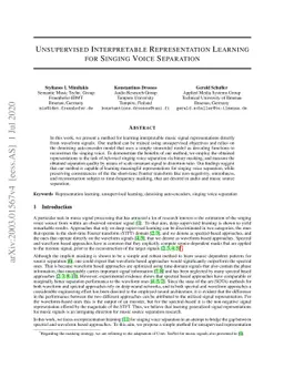 Unsupervised Interpretable Representation Learning for Singing Voice
  Separation