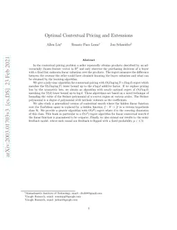 Optimal Contextual Pricing and Extensions