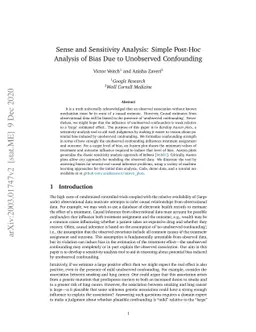 Sense and Sensitivity Analysis: Simple Post-Hoc Analysis of Bias Due to
  Unobserved Confounding