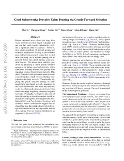 Good Subnetworks Provably Exist: Pruning via Greedy Forward Selection