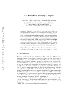 $\text{A}^3$: Activation Anomaly Analysis