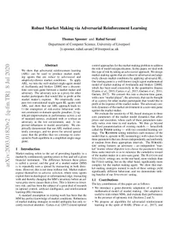 Robust Market Making via Adversarial Reinforcement Learning
