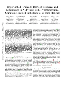 HyperEmbed: Tradeoffs Between Resources and Performance in NLP Tasks
  with Hyperdimensional Computing enabled Embedding of n-gram Statistics