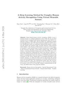 A Deep Learning Method for Complex Human Activity Recognition Using
  Virtual Wearable Sensors