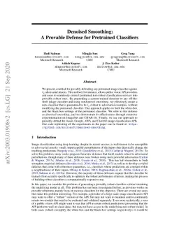 Denoised Smoothing: A Provable Defense for Pretrained Classifiers