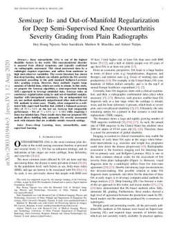 Semixup: In- and Out-of-Manifold Regularization for Deep Semi-Supervised
  Knee Osteoarthritis Severity Grading from Plain Radiographs