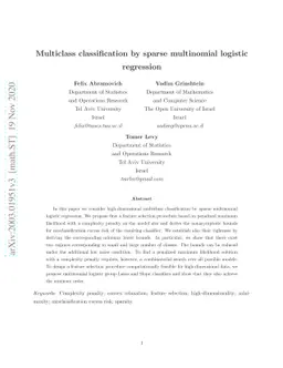 Multiclass classification by sparse multinomial logistic regression