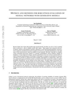 Metrics and methods for robustness evaluation of neural networks with
  generative models