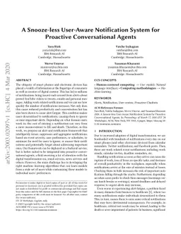 A Snooze-less User-Aware Notification System for Proactive
  Conversational Agents