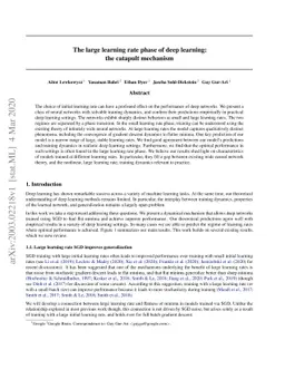 The large learning rate phase of deep learning: the catapult mechanism