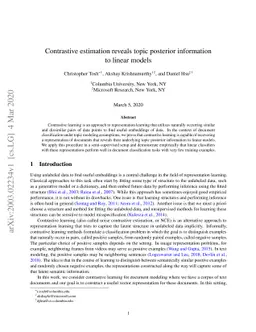 Contrastive estimation reveals topic posterior information to linear
  models